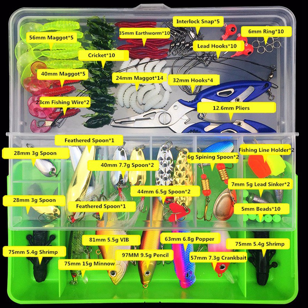 Bộ 100 mồi giả câu cá