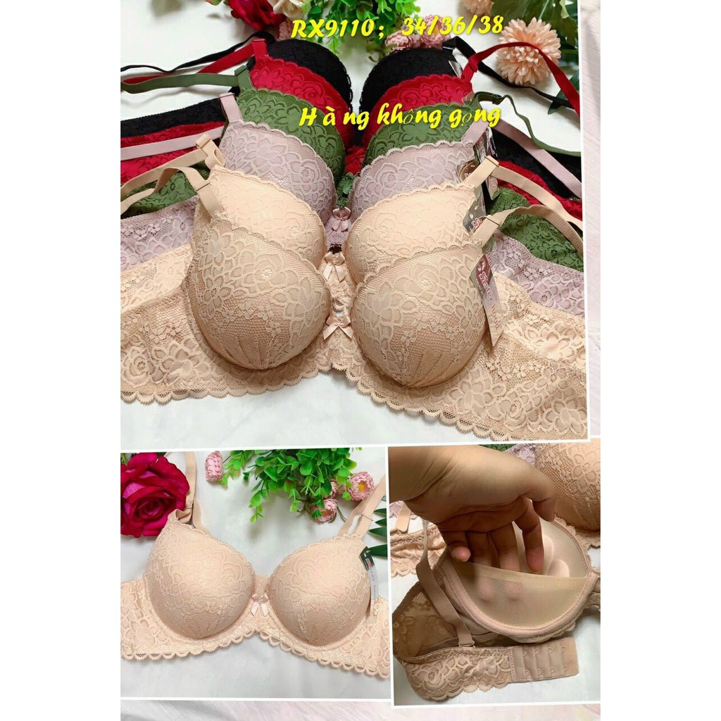 Áo lót ren Thái Lan Sister Hood nâng ngực,  không gọng hàng cao cấp siêu nâng đẩy mút dày 5 cm