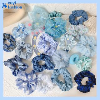 Phụ Nữ Thời Trang Hàn Quốc Xanh Ngọt Ngào Dây Buộc Tóc Ruột Lớn Co Giãn Dây Cao Su Đuôi Ngựa Thắt Nút Scrunchies Bé Gái Phụ Kiện Tóc