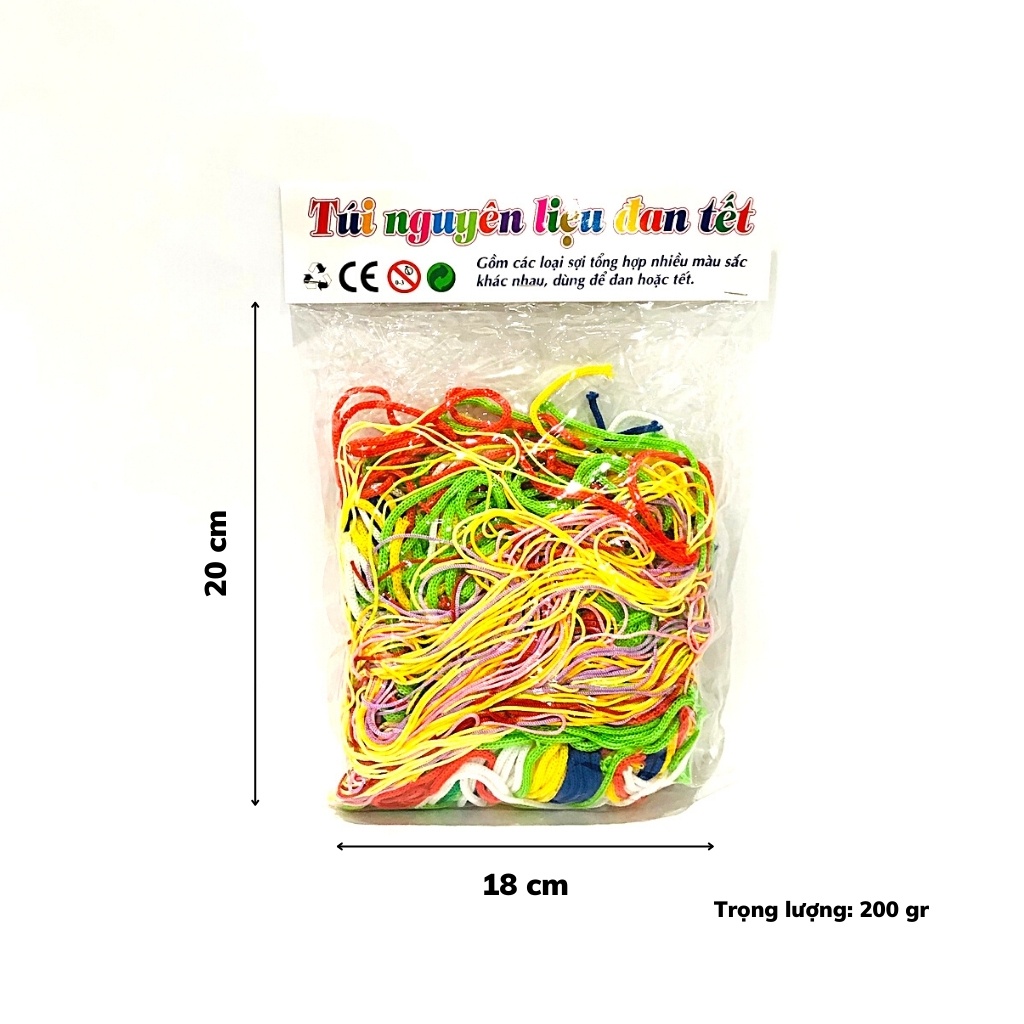 Túi nguyên liệu đan tết nhiều loại sợi và màu sắc tươi sáng đồ chơi mầm non thông tư 02