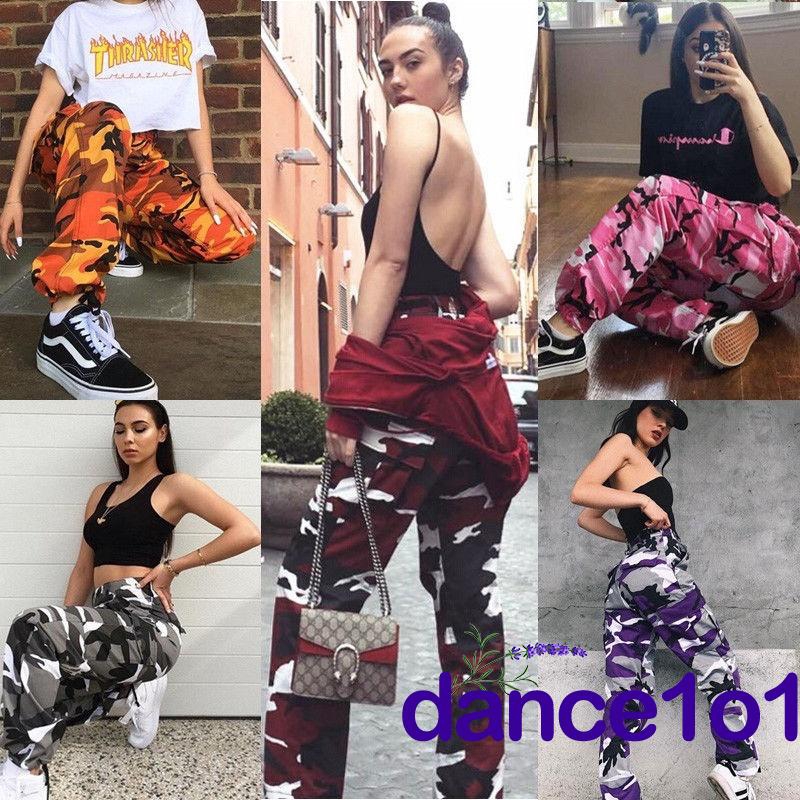 Quần lính Camou dài túi hộp thời trang cá tính phong cách độc đáo cho nữ