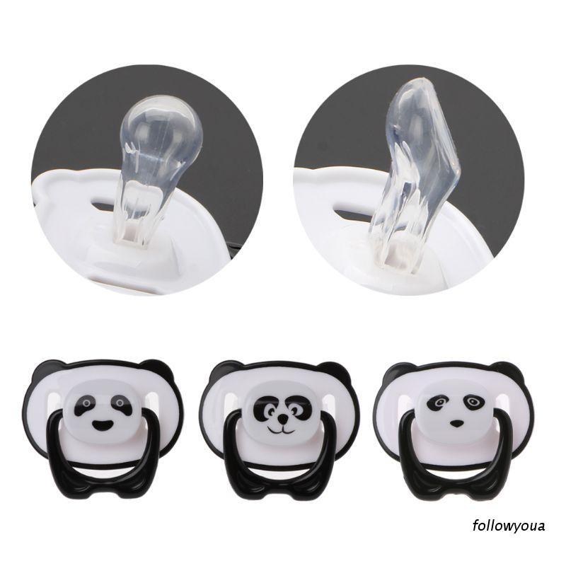 Núm Vú Giả Hình Gấu Trúc Bằng Silicone Pp Cấp Thực Phẩm Có Vòng Nhẫn Cho Bé Sơ Sinh