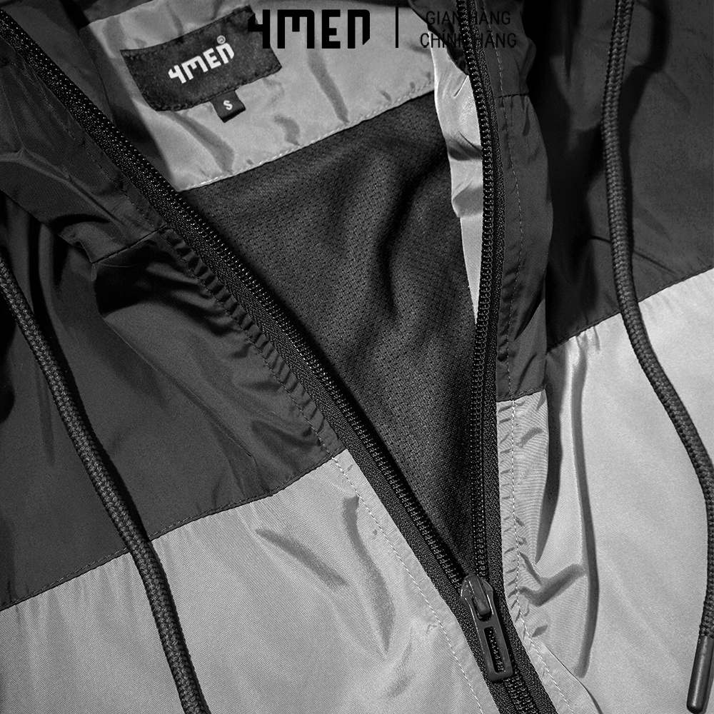 Áo khoác dù nam có nón 4MEN AK025 vải dù cao cấp, may 2 lớp dày dặn, chống nắng cản gió, áo phối 2 màu đẹp trẻ trung
