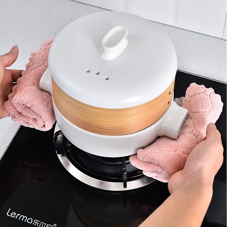 Khăn lau bếp đa năng 2 mặt siêu thấm, siêu mềm, kích thước 25x25cm và 15x25cm (set 5 - 10pcs)