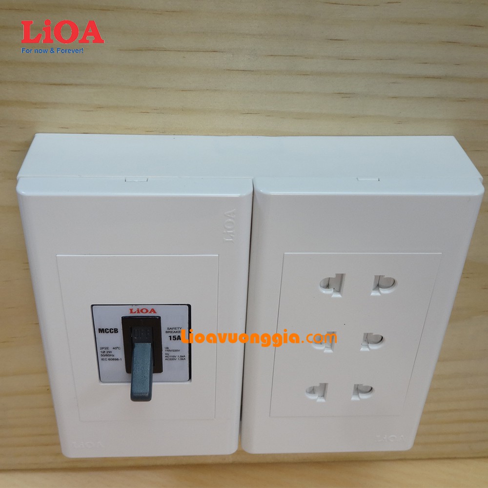 Combo ổ cắm điện lắp nổi có cầu dao chống quá tải 15A - LVMCCB15SE16