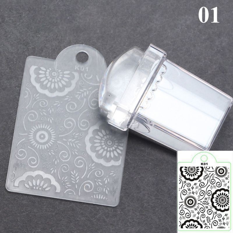 Bộ dụng cụ in móng đầu silicon &amp; miếng gạt