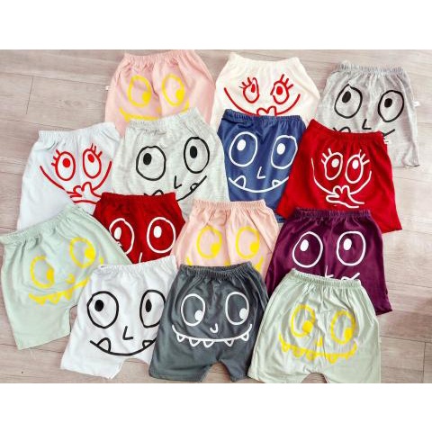 Quần đùi chục cotton in mông hình mặt cười cho bé từ 8-18kg