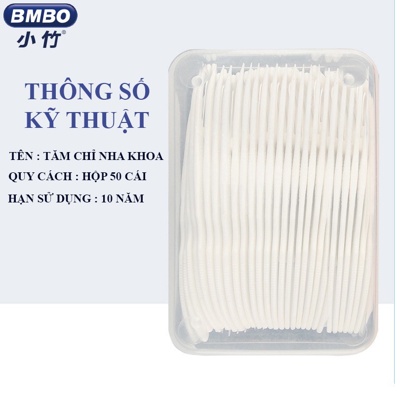 Tăm chỉ nha khoa BMBO hộp 50 cây DENTALEE tăm nhựa nha khoa chỉ tơ xỉa răngcao cấp giá rẻ chất lượng