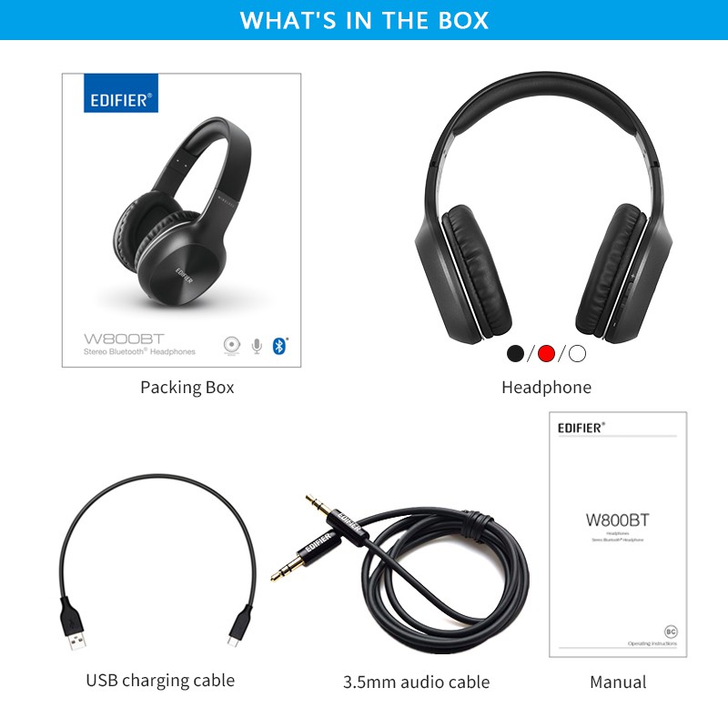 Tai nghe chụp tai không dây Edifier W800BT Bluetooth 4.0 thời lượng pin 35 tiếng