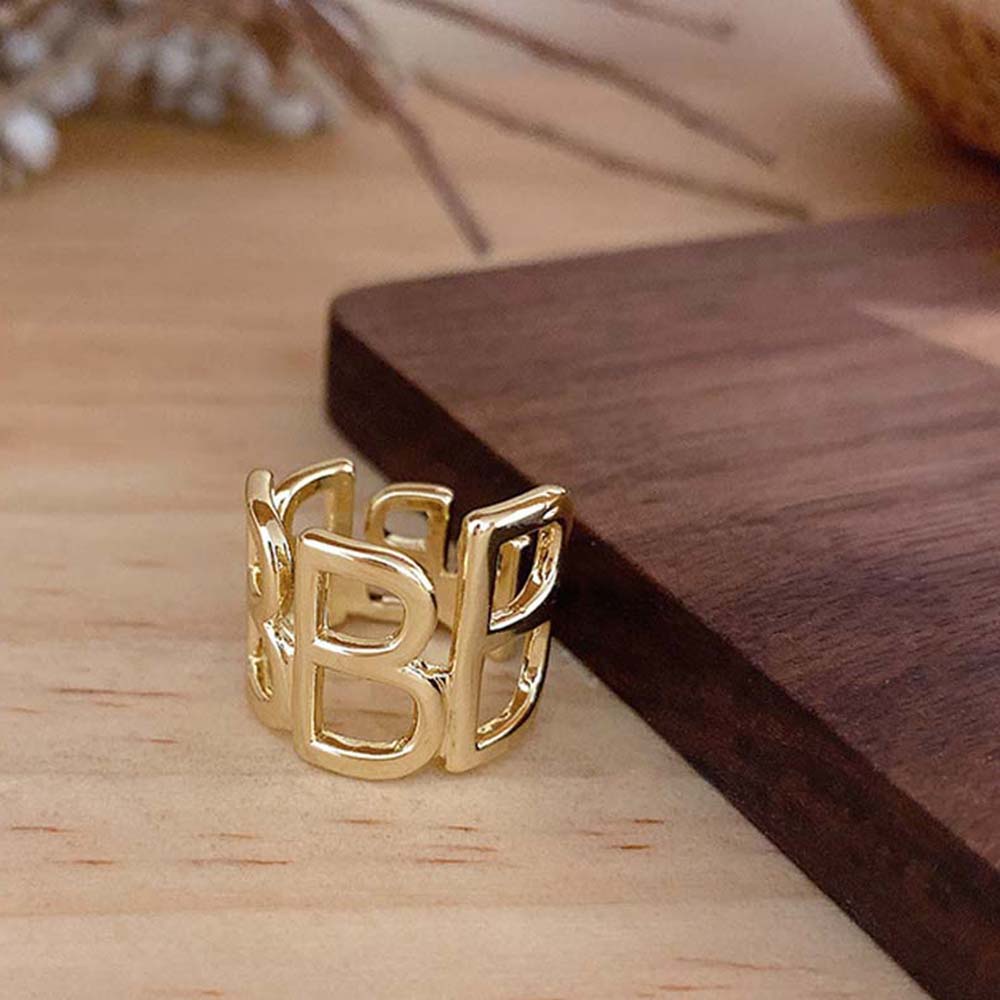 Nhẫn hở khắc chữ B thời trang mùa thu cho nam và nữ
