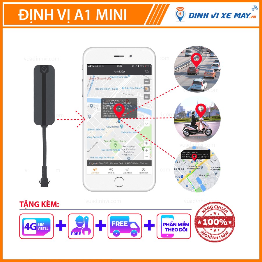 Thiết Bị Định Vị Xe Máy A1 Mini Kích Thước Siêu Nhỏ - Hàng Chất - Dễ Lắp Đặt 【Chính Hãng Từ www.dinhvixemay.vn】