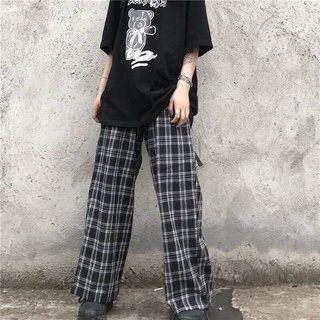Quần sọc caro XANH ống suông ️ Nam nữ unisex Quần baggy caro