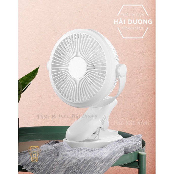 Quạt Kẹp Mini Sạc Tích Điện Đa Năng JD-298 - Chuyên dùng cho xe đẩy em bé - Văn phòng công sở - Pin 4000mAh - 3 Màu