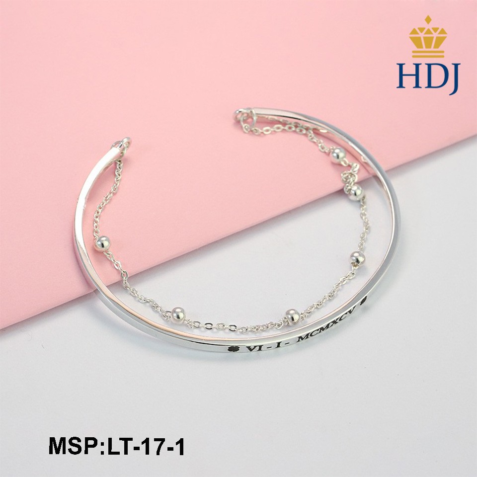 [Hot]Lắc tay nữ bạc thật dạng Kiềng khắc tên sang trọng trang sức cao cấp HDJ mã LT-17-1