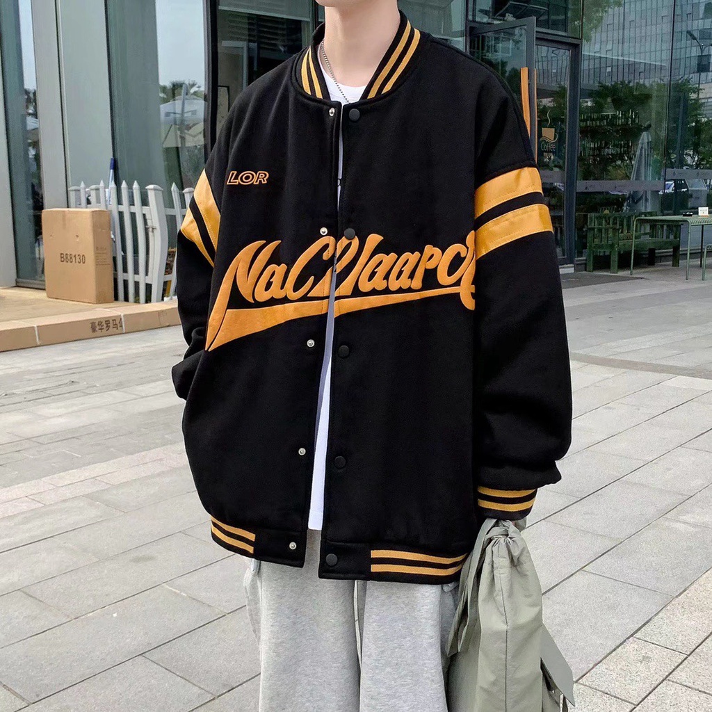 Áo Bomber unisex TINOWEAR, áo khoác nỉ bóng chày form rộng dáng dài thể thao 3 sọc, phong cách trẻ trung năng động | BigBuy360 - bigbuy360.vn