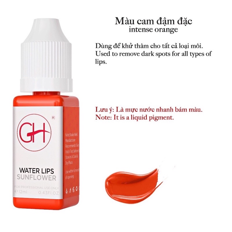 Mực phun môi GH cao cấp, mực môi bám màu đậm màu -12ml-Mẫu Mới
