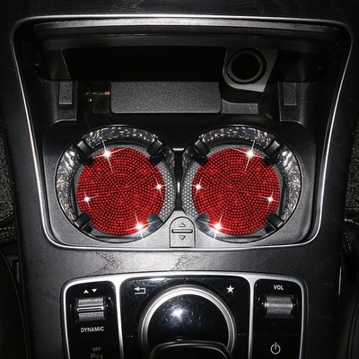 Set 2 Miếng Lót Cốc Nước Đính Đá Lấp Lánh Chống Trượt Chống Sốc Chuyên Dụng Cho Xe Hơi