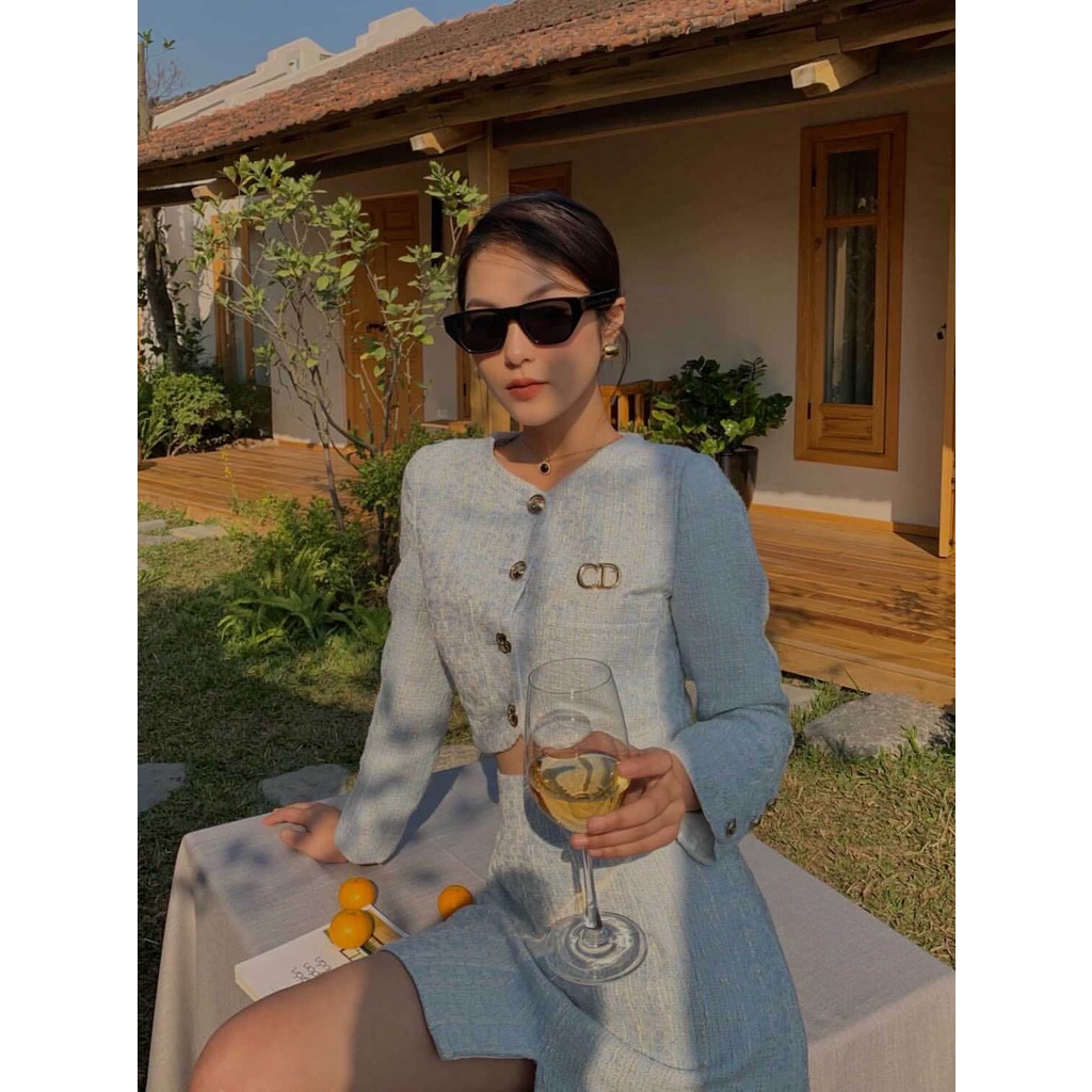 TIFFANY STUDIOS - Set áo tay dài và chân váy thiết kế chất liệu Tweed cao cấp - Mia Set