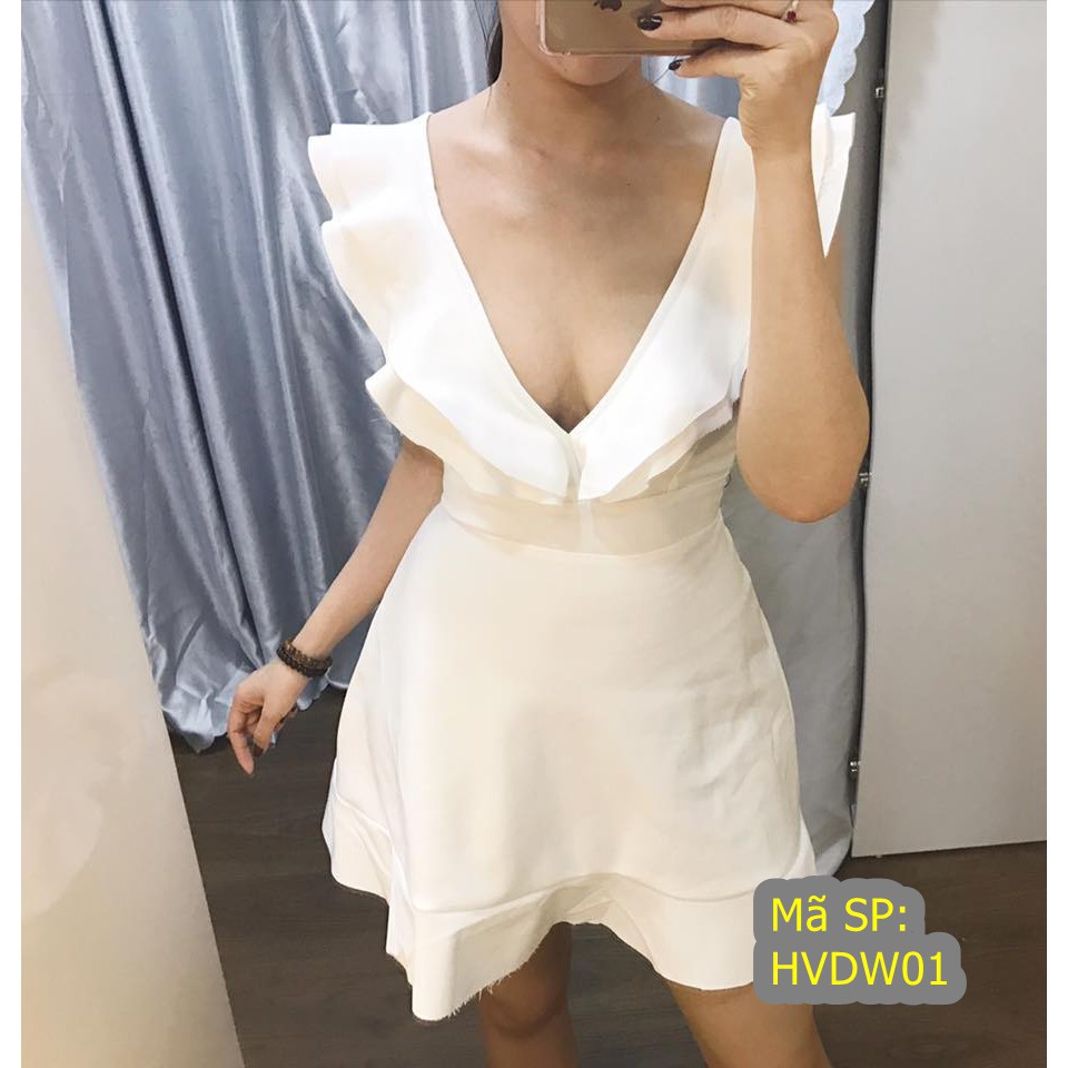 Đầm Trắng xẻ ngực HVDW01