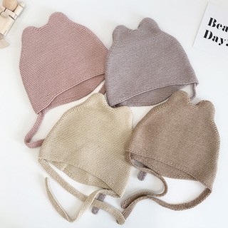 Mũ len vải mềm buộc dây cho bé 6 - 24 tháng