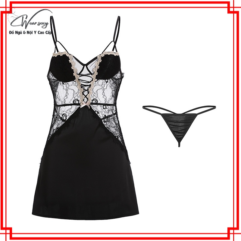 Váy Ngủ Gợi Cảm Sexy Sâu Cổ V Lưới Xuyên Thấu Cám Dỗ Có Đệm Ngực MS1190 [CWEAR.SEXY_ĐỒ NGỦ &amp; NỘI Y CAO CẤP]