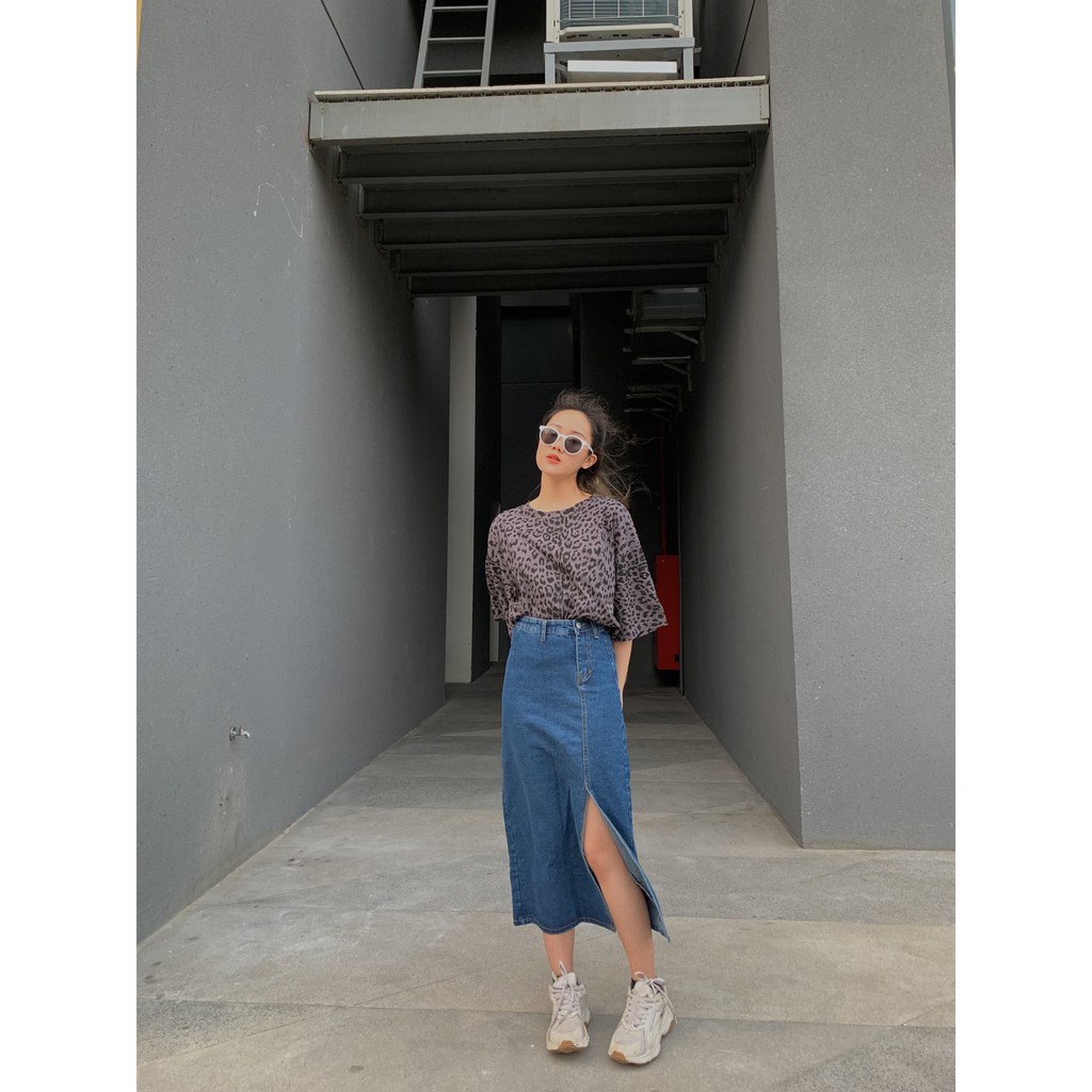 [Mã FADIRECT20 giảm 20K đơn 150K] chân váy bò dáng dài cạp lệch SK102 1994closet | BigBuy360 - bigbuy360.vn