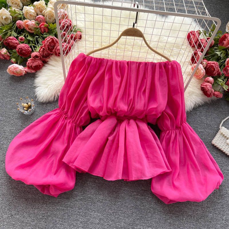 🍑order🍑 áo trễ vai tay phồng pc tiểu thư (ảnh và video thật)