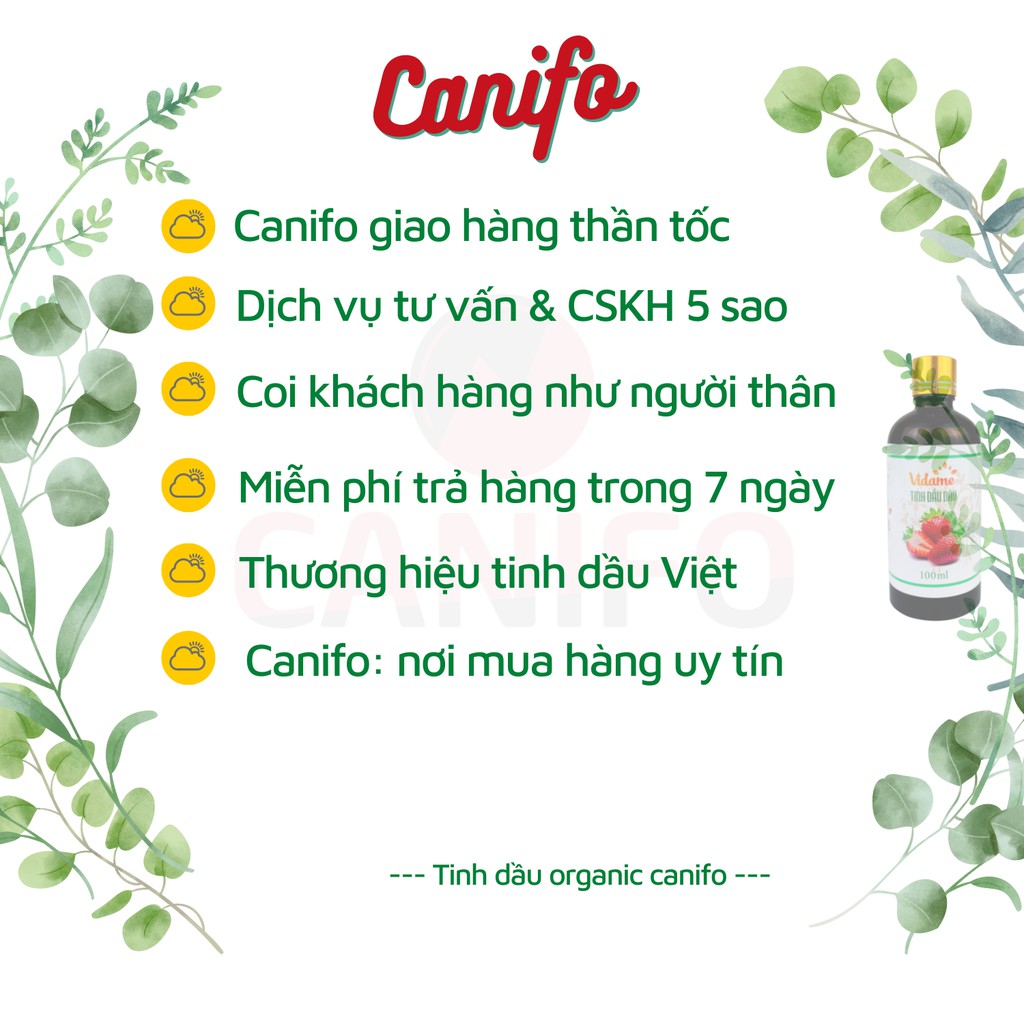 Tinh dầu sả chanh nguyên chất 10ml Canifo có kiểm định chất lượng - Tinh dầu xả chanh đuổi muỗi, tinh dầu xông phòng