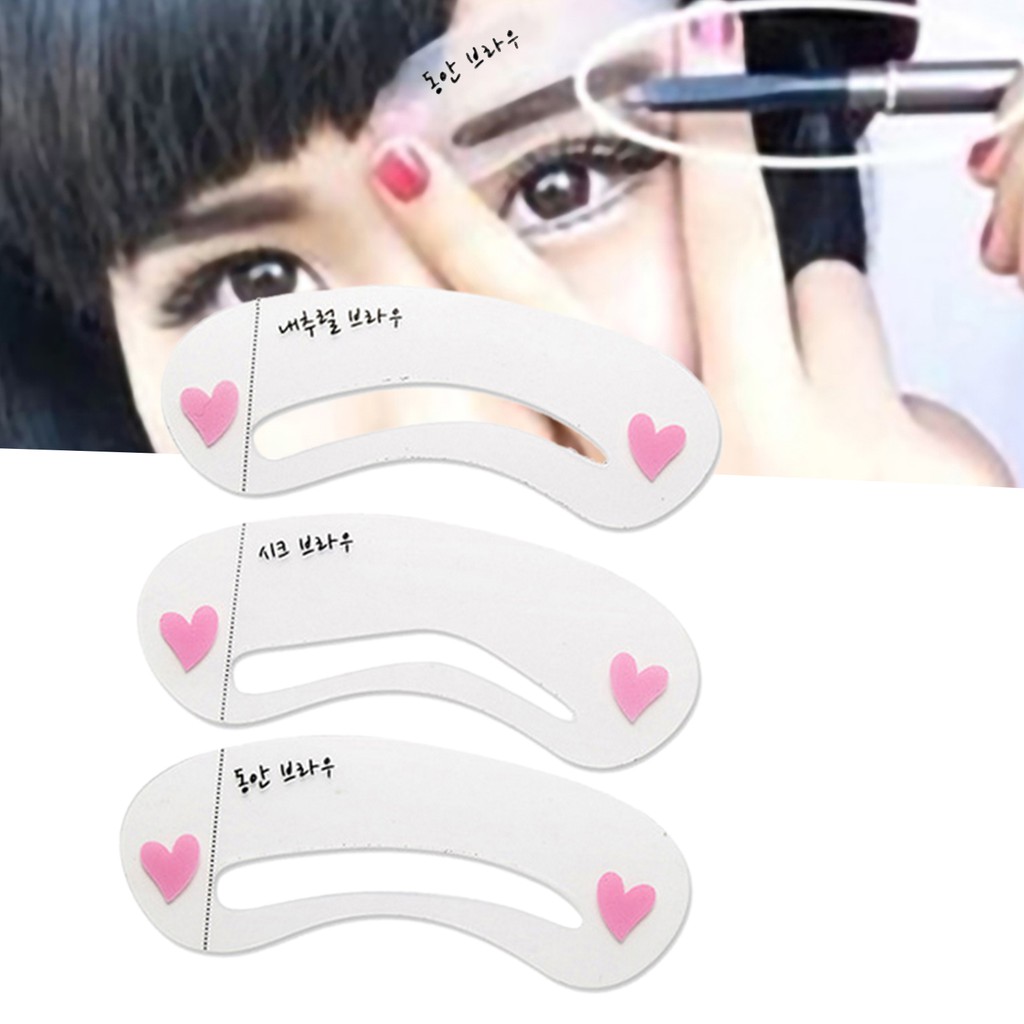 Bộ 3 tấm thẻ khuôn hỗ trợ trang điểm lông mày bằng silicone chuyên dụng