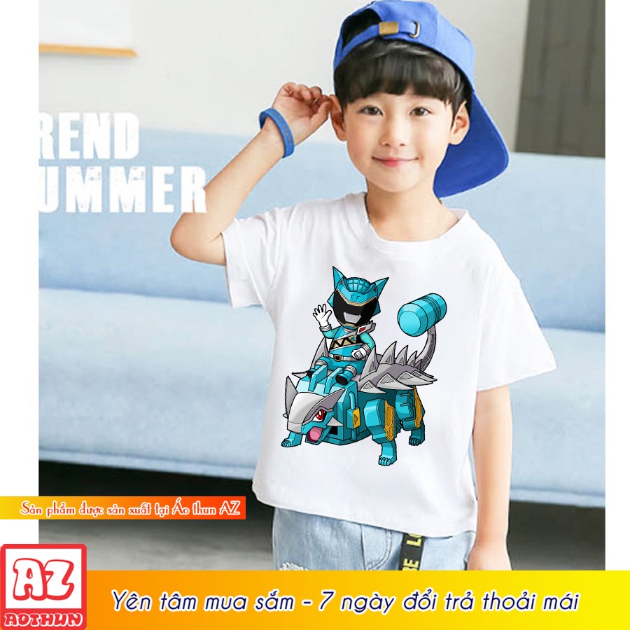 Áo thun trẻ em in hình hoạt hình 5 anh em siêu nhân gao xanh M3050