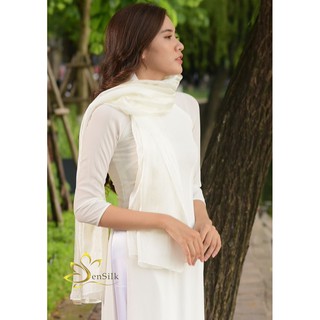 Khăn Choàng Cổ Lụa SenSilk Standard- Trắng Trinh Nguyên