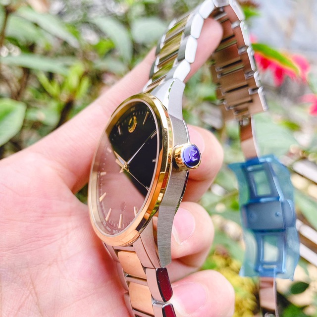 Đồng hồ nam Movado 0607245 Swiss Made, dây Demi, mạ vàng PVD, kính Mineral chống trầy, chất liệu thép ko gỉ, case 40mm