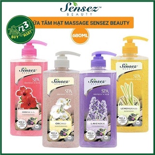 Sữa tắm tẩy tế bào chết hạt massage sensez beauty trắng da dưỡng ẩm - 680ml