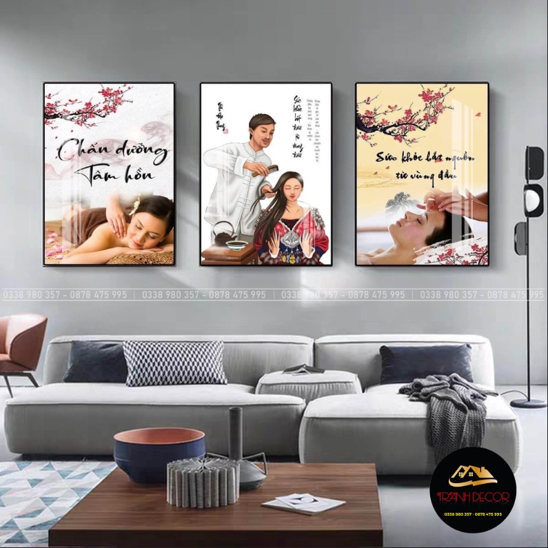 TRANH SPA DƯỠNG SINH TREO TƯỜNG & DÁN TƯỜNG BỘ 3 TRANH 40*60*3 TRANH