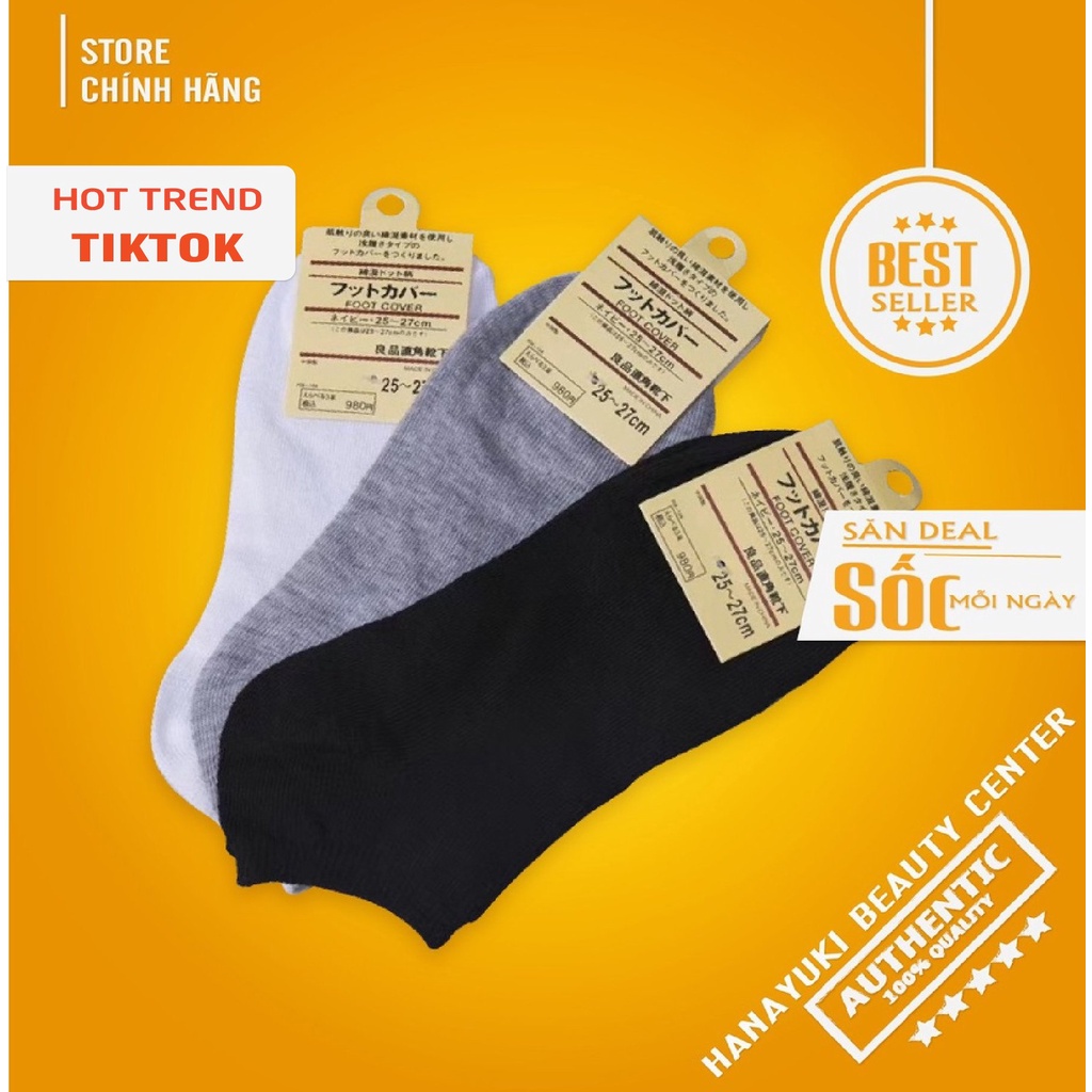Mua 1 tặng 1- Vớ tất nam nữ unisex Nhật dệt cotton tự nhiên 100% HIRUMA kháng khuẩn, êm chân, mềm mịn- Hanayuki Asia