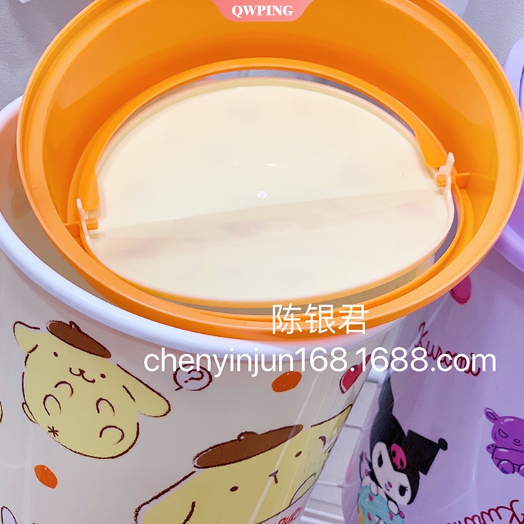 Thùng Rác Nắp Lật Để Bàn Hình Mèo Hoạt Hình Kt My Melody Purin Kuromi Cinnamoroll Lật Cho Phòng Ngủ Bé Gái
