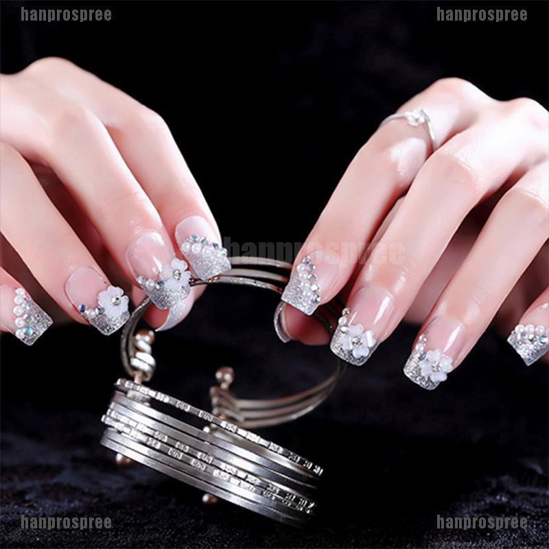 Bộ 24 Móng Tay Giả Đính Đá Lấp Lánh Nữ Tính