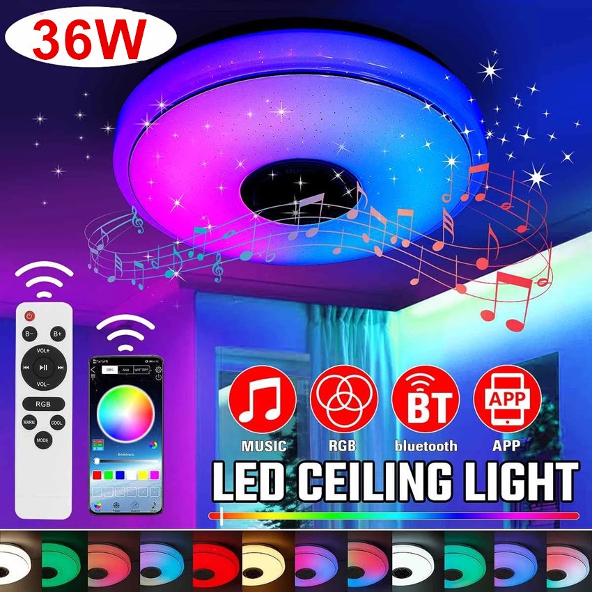 Đèn Trần LED RGB 36W Có Loa Bluetooth Thông Minh Điều Khiển Bằng Ứng Dụng Trang Trí Nhà Cửa