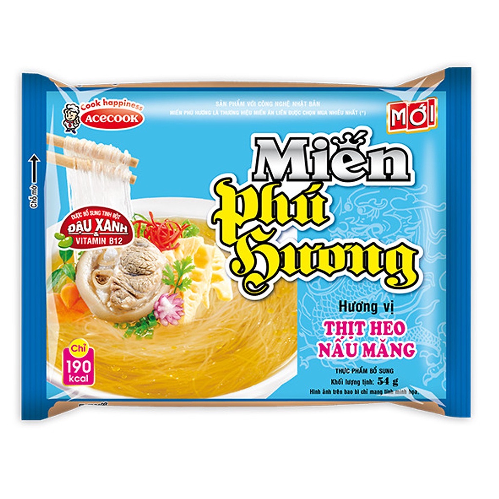 [Có sẵn] miến phú hương 55g ( 3 vị : sườn heo, thịt băm, thịt heo nấu măng)