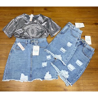 Chân Váy Jeans Form chữ A rách