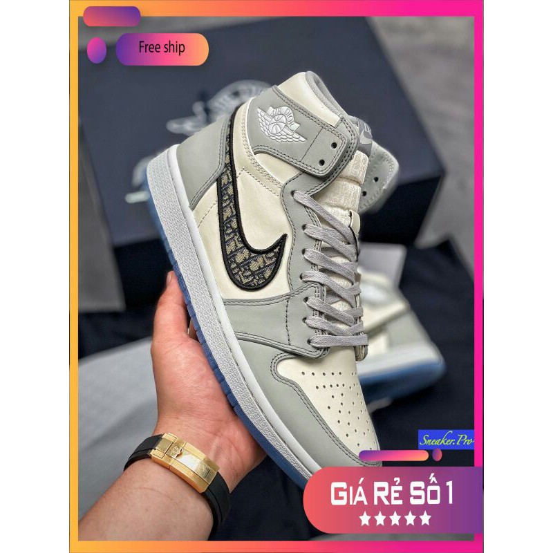 Giày thể thao AIR JORDAN 1 Xám trắng cổ cao siêu đẹp cho nam và nữ siêu đẹp | BigBuy360 - bigbuy360.vn