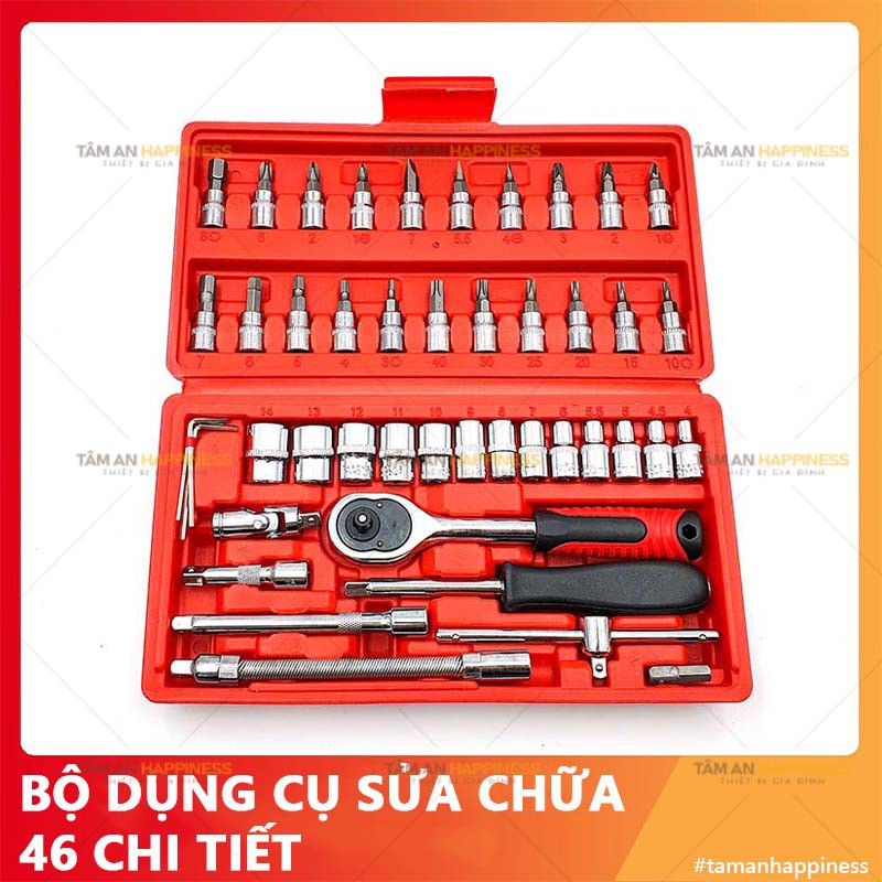 Bộ dụng cụ mở bu lông ốc vít, sửa chữa ô tô xe máy, đa năng 46 chi tiết