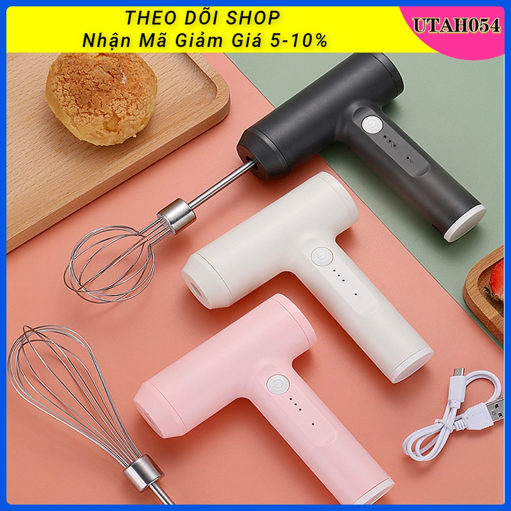 Máy đánh trứng điện cầm tay mini không dây 1500 mah 4 chế độ sạc usb bằng thép không gỉ 304