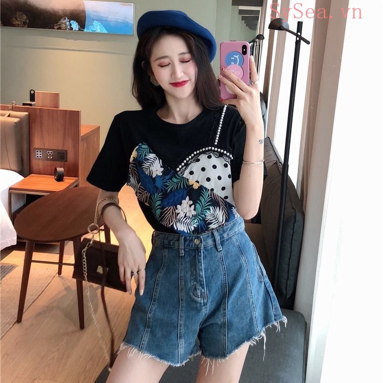 Áo thun nữ tay ngắn dáng rộng phong cách Hàn Quốc