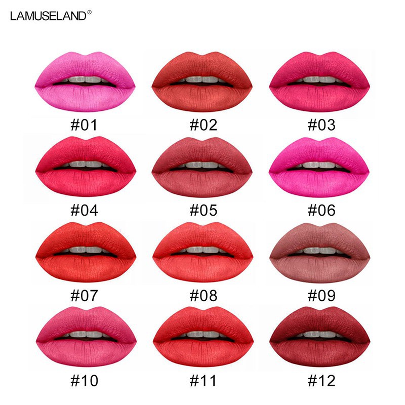 Son lì LAMUSELAND 12 màu chống thấm nước lâu trôi cho nữ | BigBuy360 - bigbuy360.vn