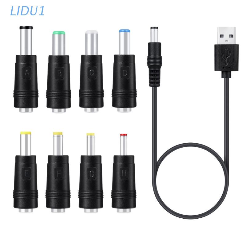 Dây Cáp Sạc Chuyển Đổi Cổng 1 8in1 5v Usb Sang Dc 5.5x2.1mm 3.5mm 4.0mm 4.8mm 6.4mm 5.5x2.5mm Cho Loa Đèn Led