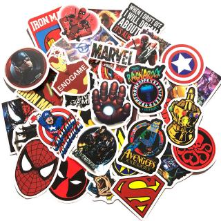 Sticker Set 50 Miếng Dán Hình Siêu Anh Hùng Marvel Chống Thấm Nước Trang Trí Vật Dụng