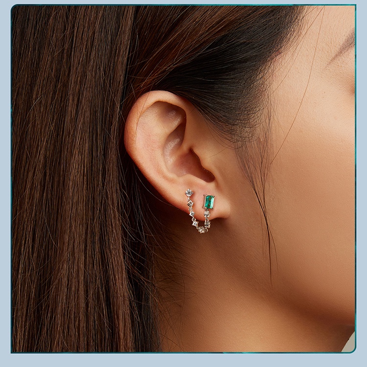 Bông tai Bamoer bạc s925 đính đá thời trang cho nữ