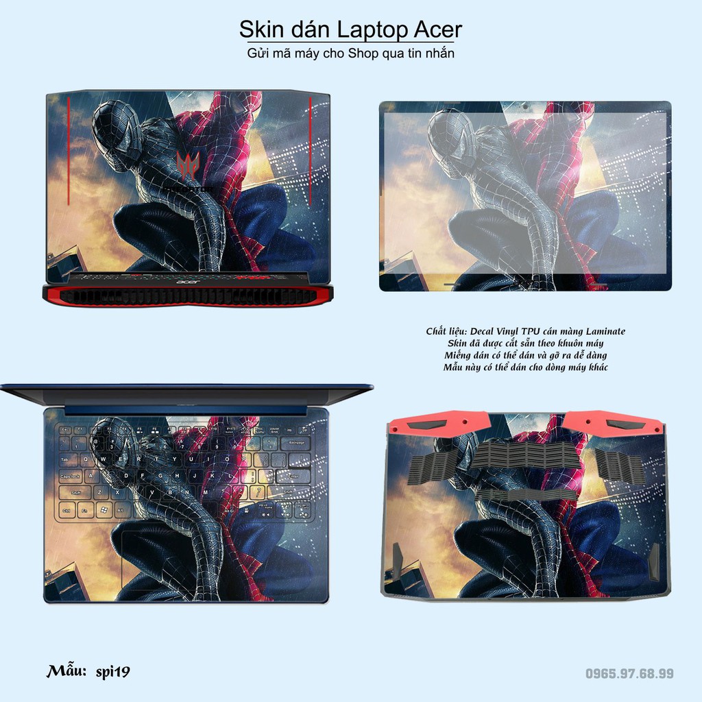 Skin dán Laptop Acer in hình người nhện Spiderman (inbox mã máy cho Shop)