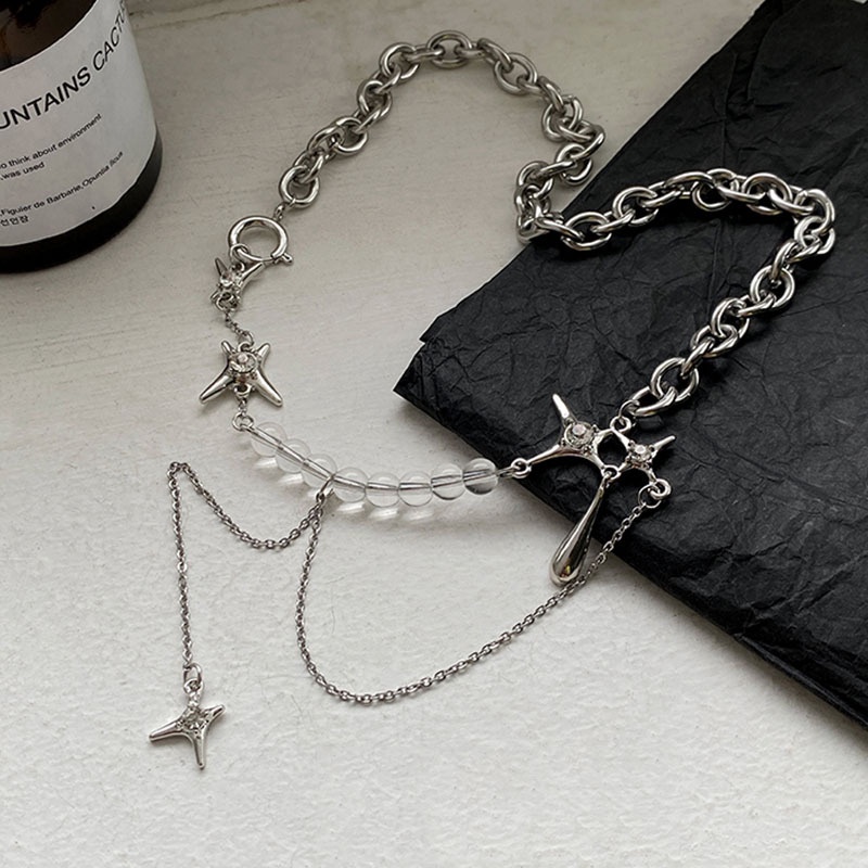 Dây Chuyền Mặt Hình Thánh Giá Đính Đá Zircon Phong Cách Hip Hop Punk Hàn Quốc 19A1293